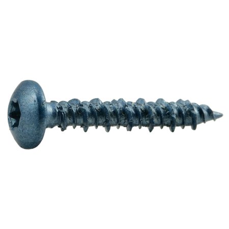 TORQUEMASTER Masonry Screw, 3/16" Dia., Pan, 1-1/4" L, Steel Blue Ruspert, 100 PK 52438